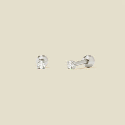 CZ Petite Prong-Set Stud Earrings Silver Earring