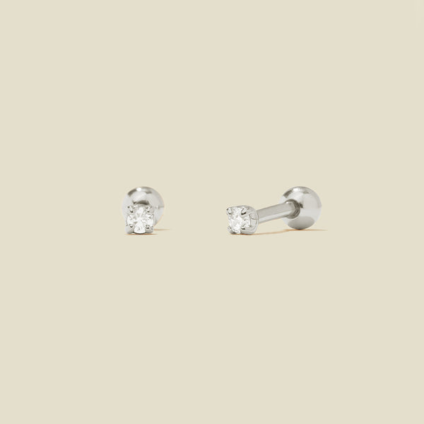 CZ Petite Prong-Set Stud Earrings Silver Earring