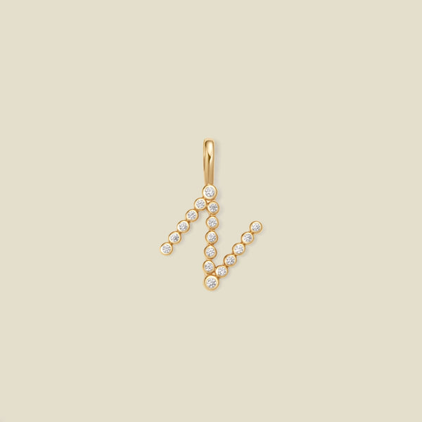 CZ Poppy Initial N Charm Gold Vermeil Add Ons