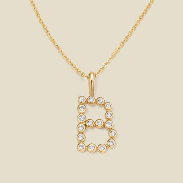 CZ Poppy Initial Necklace Gold Vermeil / 16"-18" / B Necklace