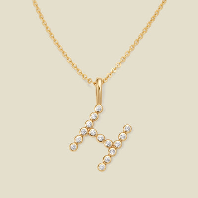 CZ Poppy Initial Necklace Gold Vermeil / 16"-18" / H Necklace