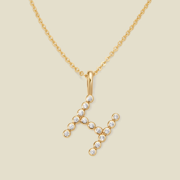CZ Poppy Initial Necklace Gold Vermeil / 16"-18" / H Necklace