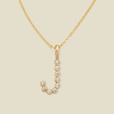 CZ Poppy Initial Necklace Gold Vermeil / 16"-18" / J Necklace