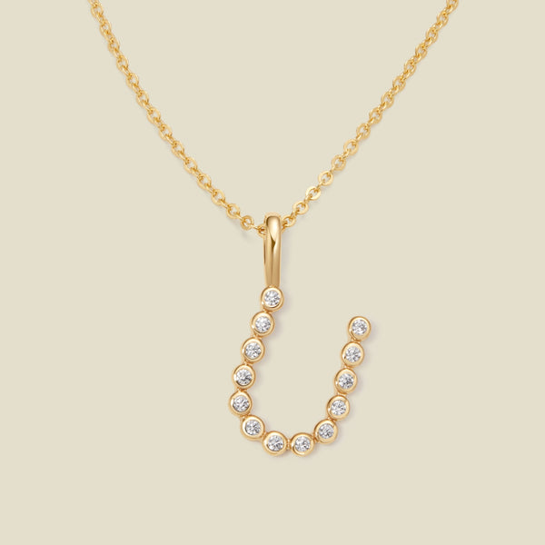 CZ Poppy Initial Necklace Gold Vermeil / 16"-18" / U Necklace