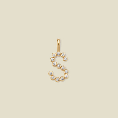 CZ Poppy Initial S Charm Gold Vermeil Add Ons