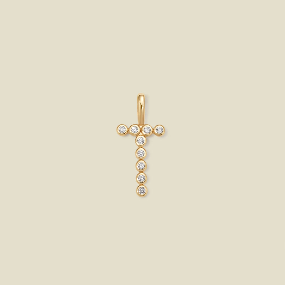 CZ Poppy Initial T Charm Gold Vermeil Add Ons