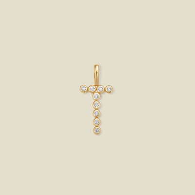 CZ Poppy Initial T Charm Gold Vermeil Add Ons