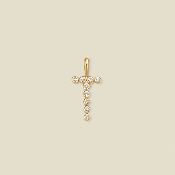 CZ Poppy Initial T Charm Gold Vermeil Add Ons