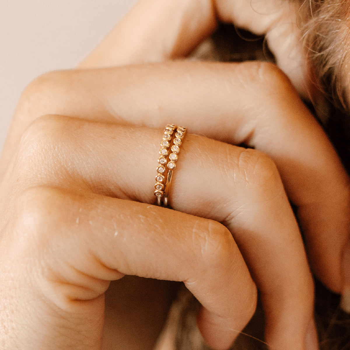 Gold Petite CZ Five-stone Engagement Ring Dainty Gold Vermeil