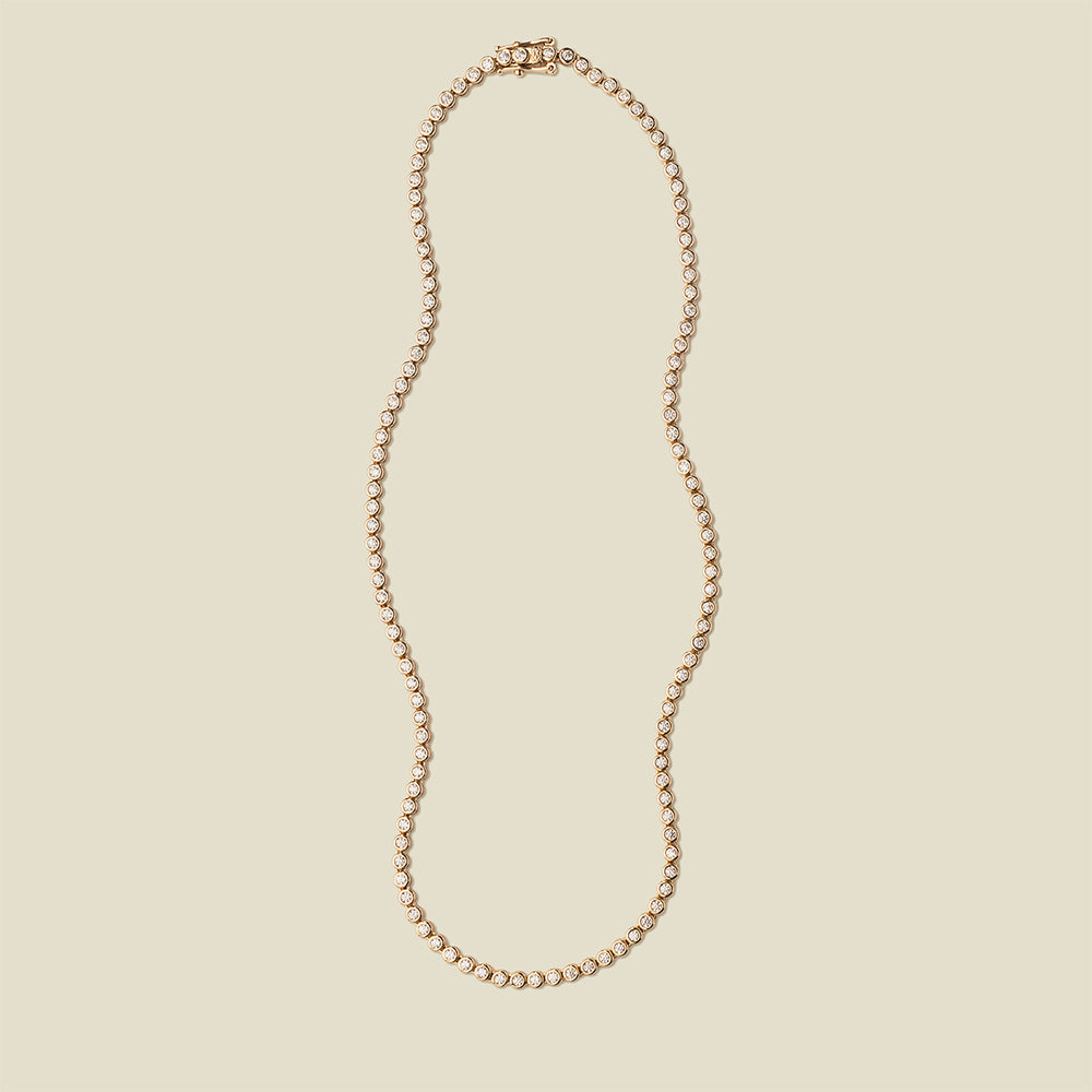 CZ Poppy Tennis Necklace Gold Vermeil Necklace