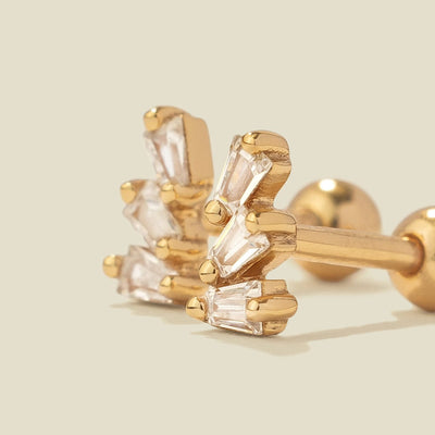 CZ Triple Baguette Stud Earrings Earring