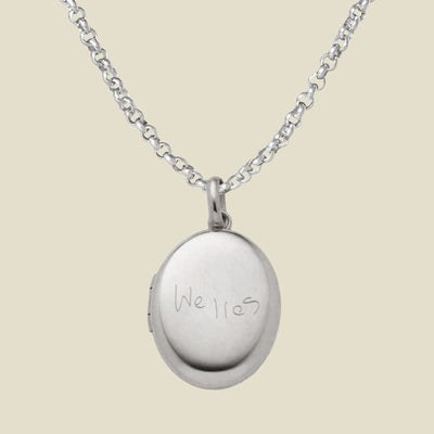 Engraved Handwriting Rolo Mini Locket Necklace