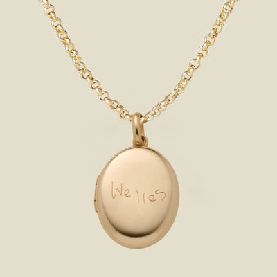Engraved Handwriting Rolo Mini Locket Necklace