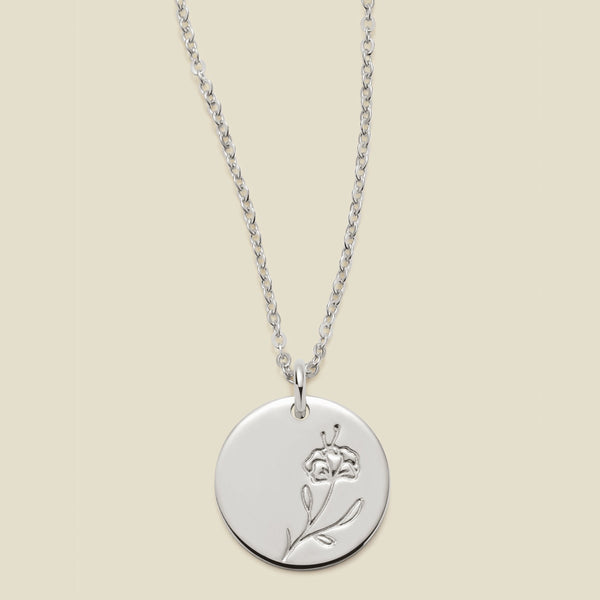 February Birth Flower Necklace Silver / 1/2" / 16"-18" Necklace