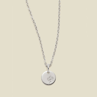 February Birth Flower Necklace Silver / 1/4" / 16"-18" Necklace