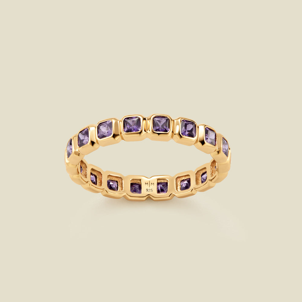 February Birthstone Eternity Ring Gold Vermeil / 5 Ring