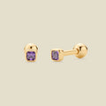 February Birthstone Stud Earrings Gold Vermeil Earring