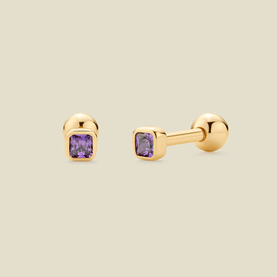 February Birthstone Stud Earrings Gold Vermeil Earring