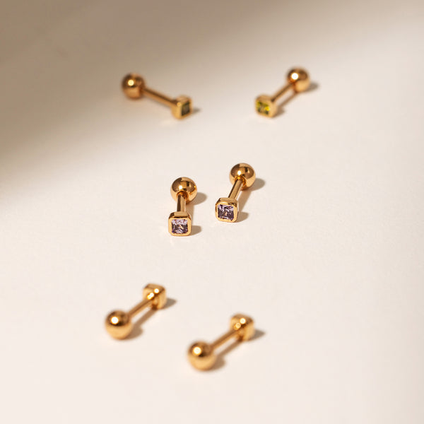 February Birthstone Stud Earrings Gold Vermeil Earring