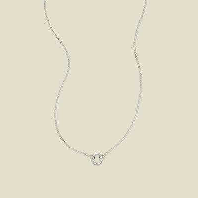 Flat Cable Charm Necklace Silver / With CZ Link Lock Necklace