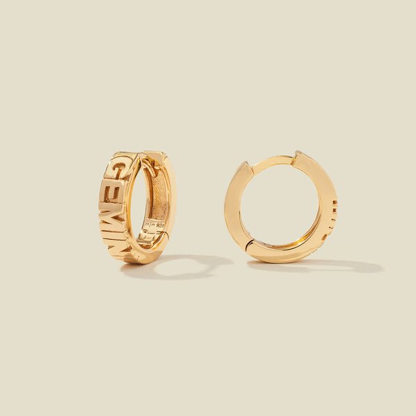 Gemini Huggie Hoop Earrings Gold Vermeil Earring