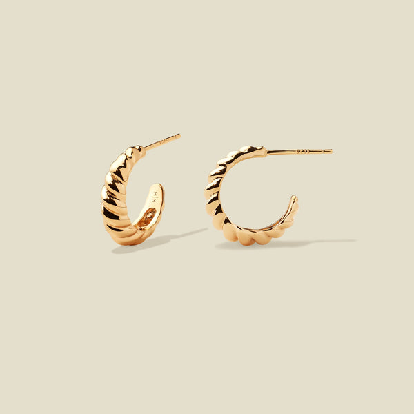 Gloss Croissant Hoop Earrings Gold Vermeil Earring