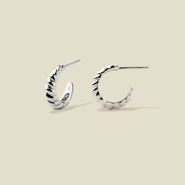Gloss Croissant Hoop Earrings Silver Earring