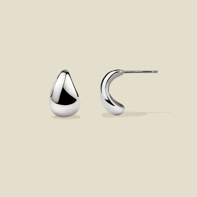 Gloss Drop Stud Earrings Silver Earring