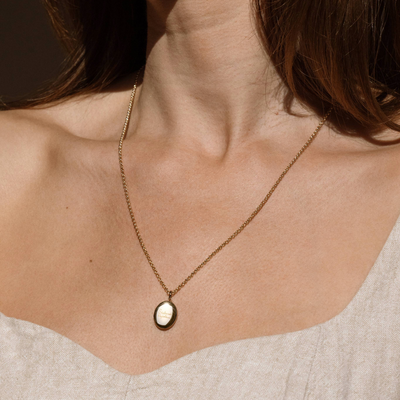 Engraved Handwriting Rolo Mini Locket Necklace