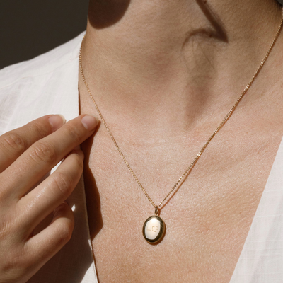 Engraved Handwriting Mini Locket Necklace