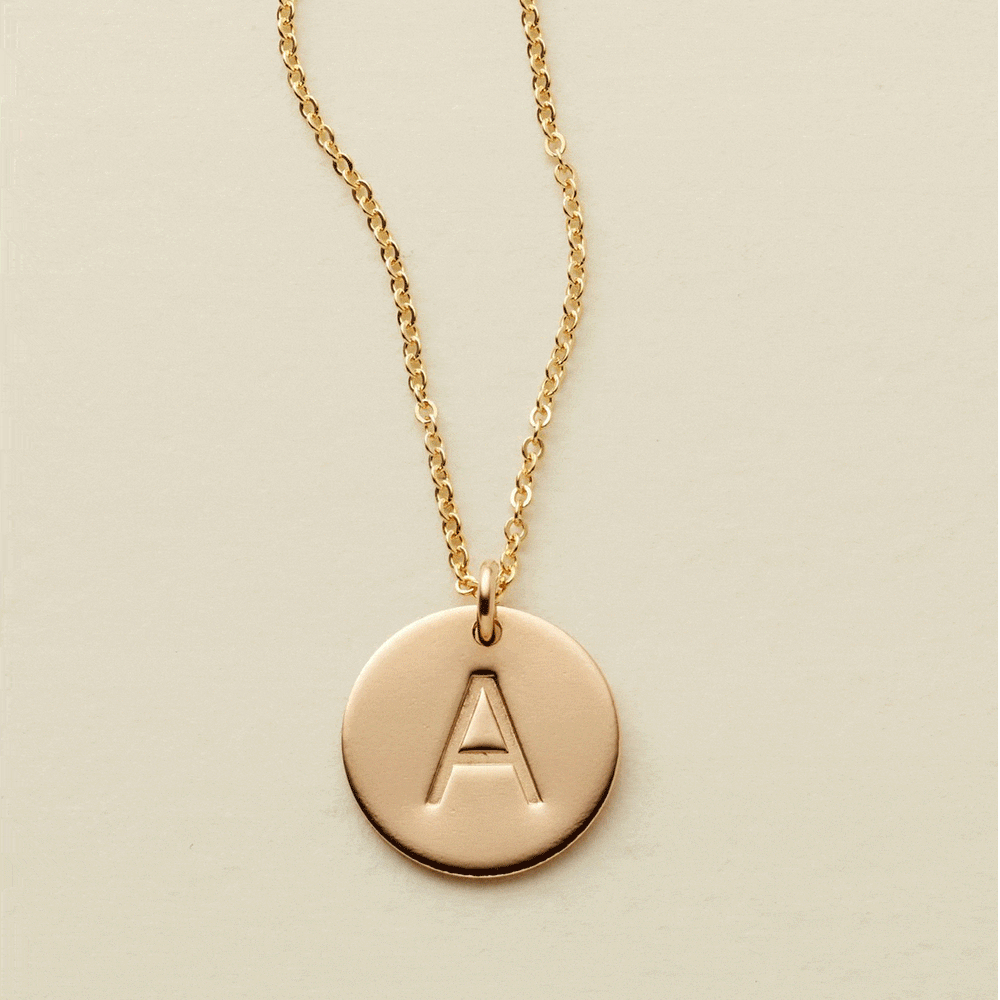 Initial Disc Necklace - 1/2" Necklace