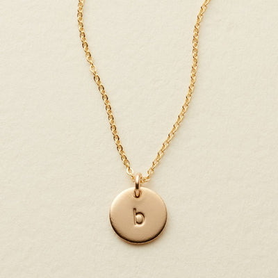 Initial Disc Necklace - 3/8" Gold Filled / 16"-18" / 1 Disc Necklace