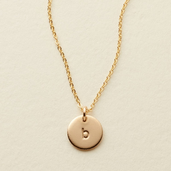 Initial Disc Necklace - 3/8" Gold Filled / 16"-18" / 1 Disc Necklace