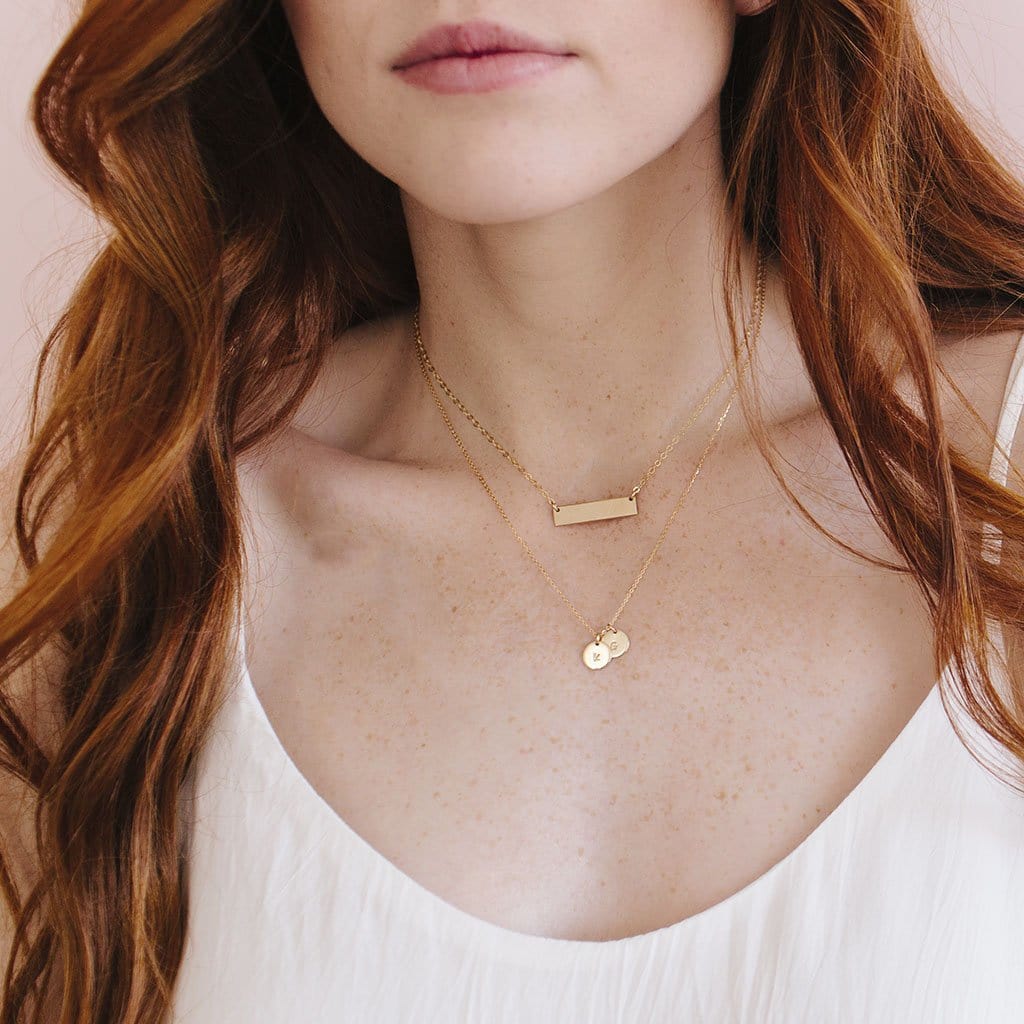 Made By Mary Initial Disc Necklace—3/8" | Hand Stamped, Stackable