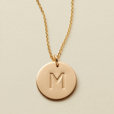 Initial Disc Necklace - 5/8" Necklace