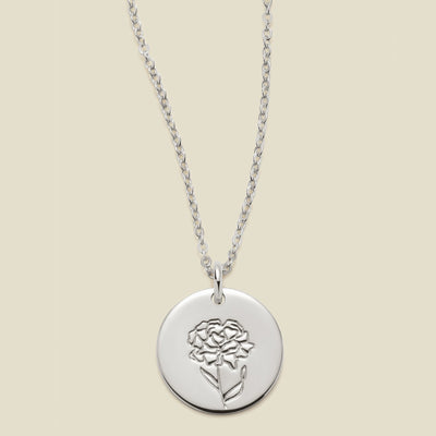January Birth Flower Necklace Silver / 1/2" / 16"-18" Necklace