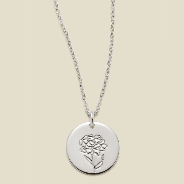 January Birth Flower Necklace Silver / 1/2" / 16"-18" Necklace