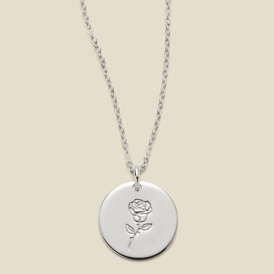 June Birth Flower Necklace Silver / 1/2" / 16"-18" Necklace