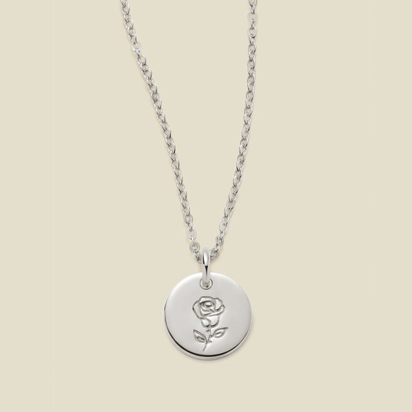 June Birth Flower Necklace Silver / 3/8" / 16"-18" Necklace