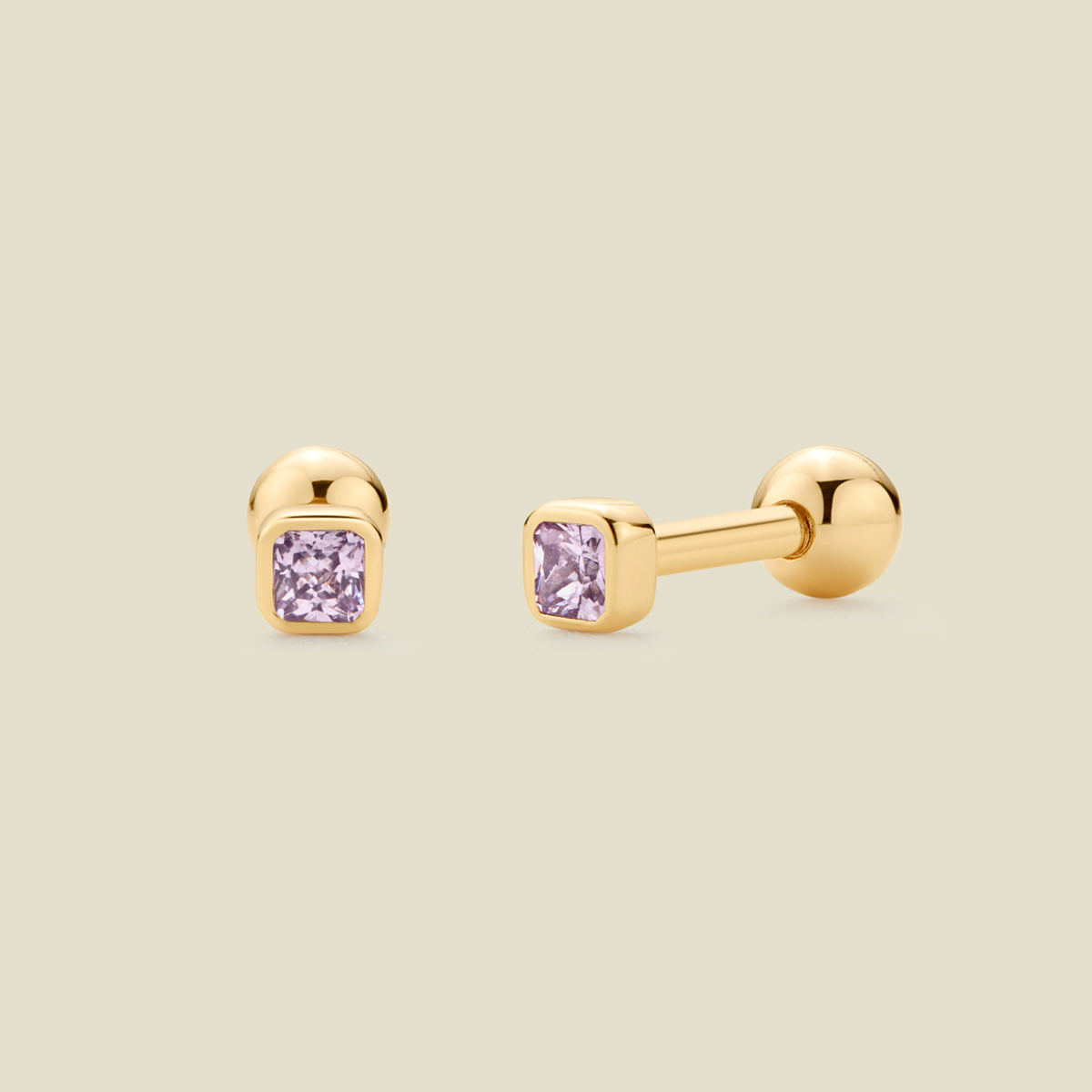 June Birthstone Stud Earrings Gold Vermeil Earring