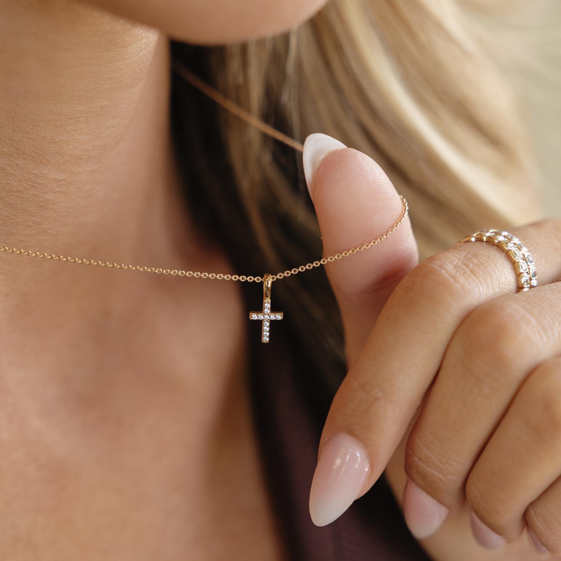 Mini CZ Cross Necklace
