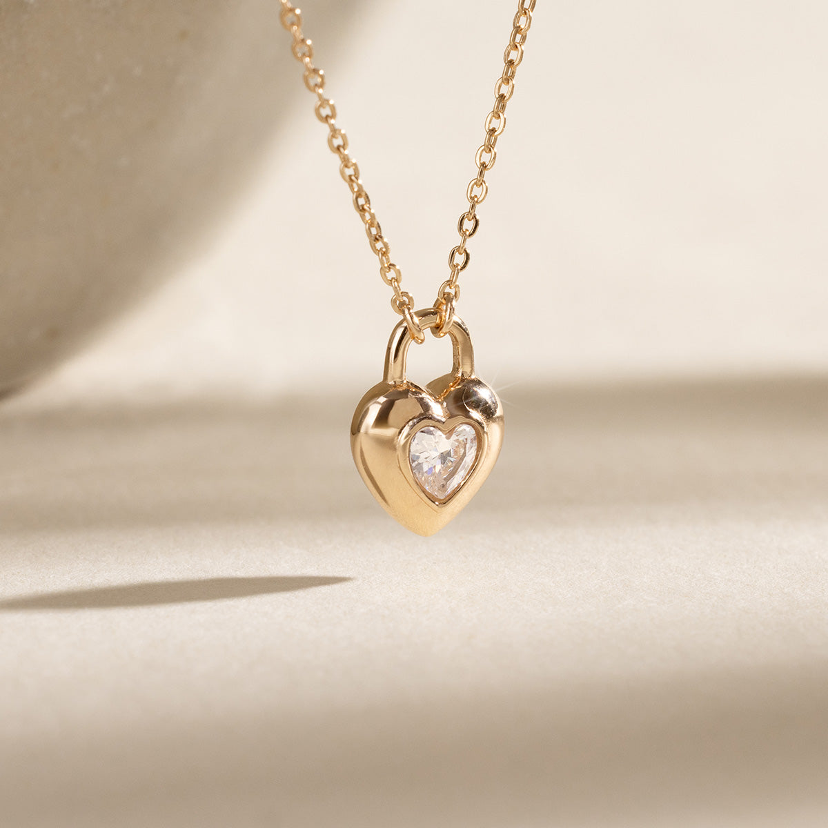 CZ Padlock Heart Necklace | Made By Mary