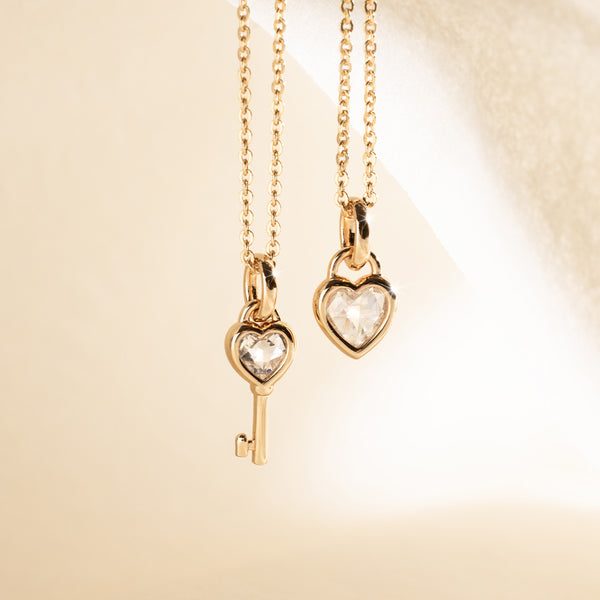 CZ Heart Key Charm