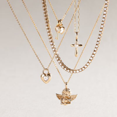 CZ Padlock Heart Necklace