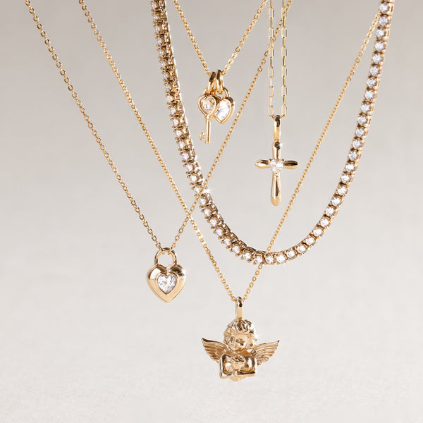 CZ Padlock Heart Necklace