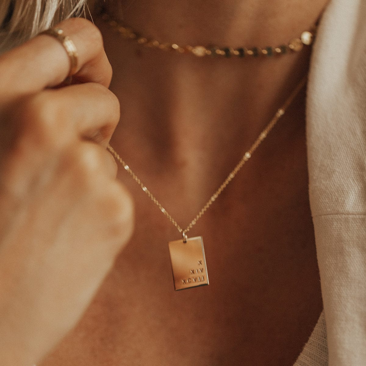 14K Yellow Gold Rectangular ID Pendant Necklace – Precious Fine Jewelers