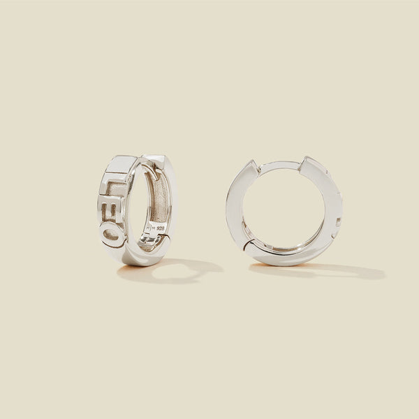 Leo Huggie Hoop Earrings Silver Collab