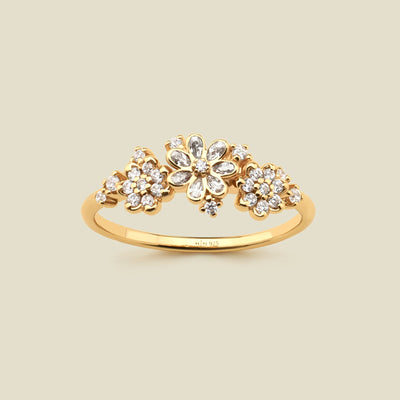 Luxe Floral Cocktail Ring Gold Vermeil / 5 Ring
