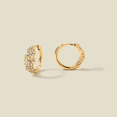 Luxe Floral Huggie Hoop Earrings Gold Vermeil Earring