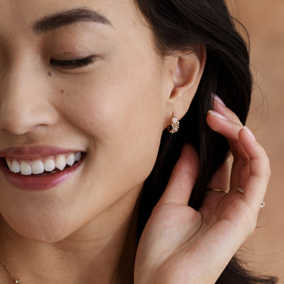 Luxe Floral Huggie Hoop Earrings Gold Vermeil Earring